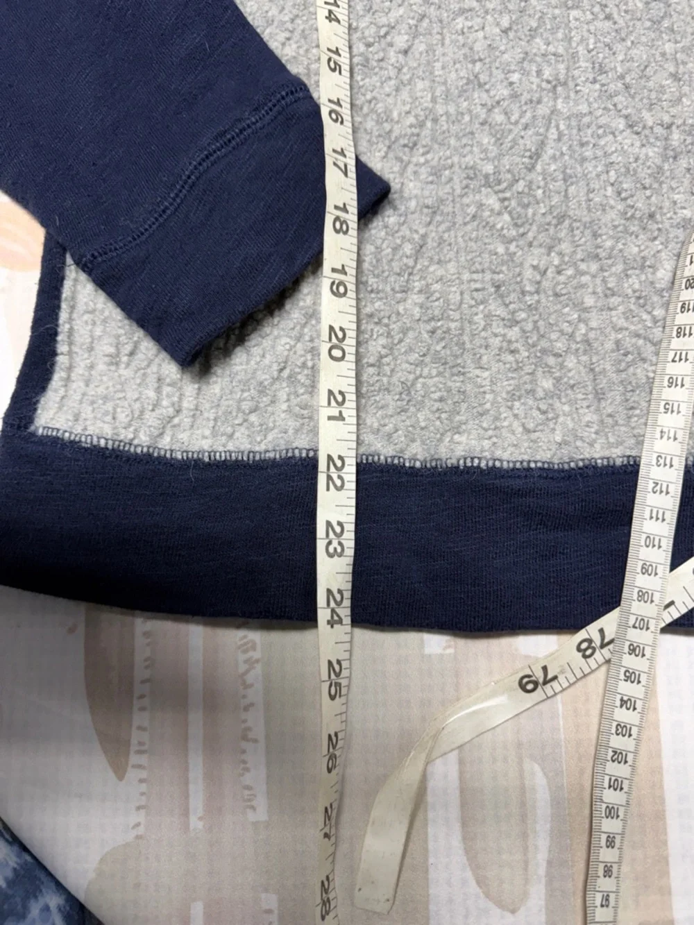 J. Crew Navy and Light Gray Raglan Crewneck Sweater